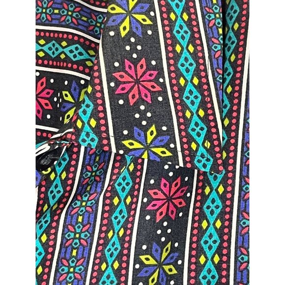 Retro Floral Western Shirt 18 Boho Striped Funky Classic Cowgirl 80s Aztec - Picture 6 of 10